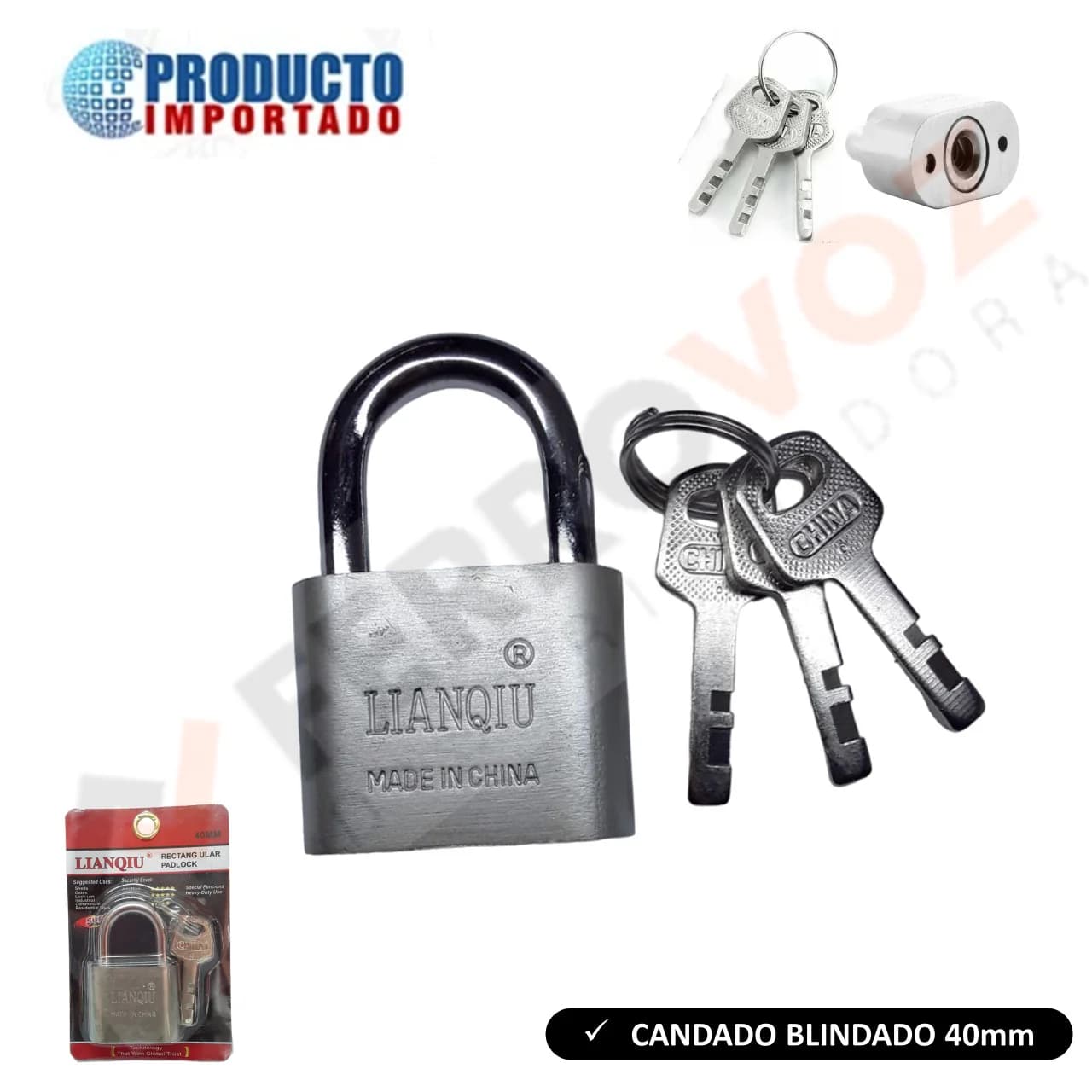 Candado Plateado Blindado 40mm